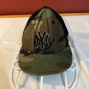 Vintage New York Yankees New Era Size 7 1/2 Fitted 59Fifty Hat Camo/black